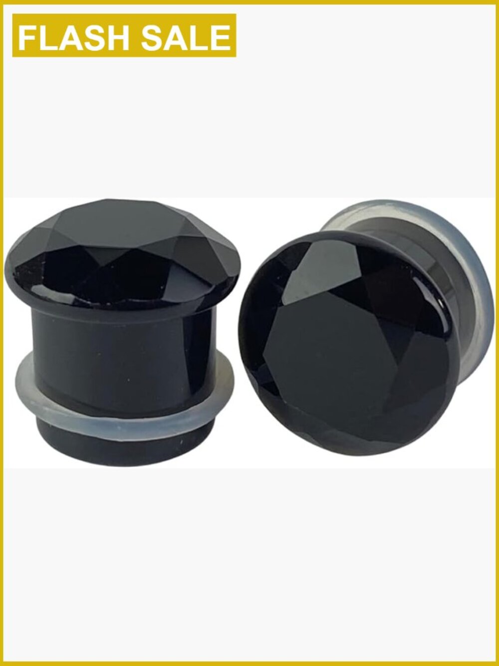 Faceted Black Obsidian Stone Single Flare Plugs - 4g Piercing Jewelry